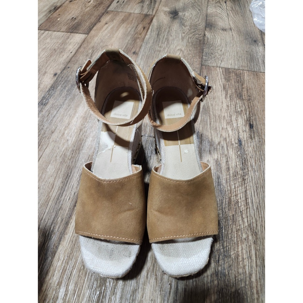Dolce Vita Women Tan Brown Espadrille Wedge Sandals Studded Ankle Strap Sz 10 M - Picture 12 of 16